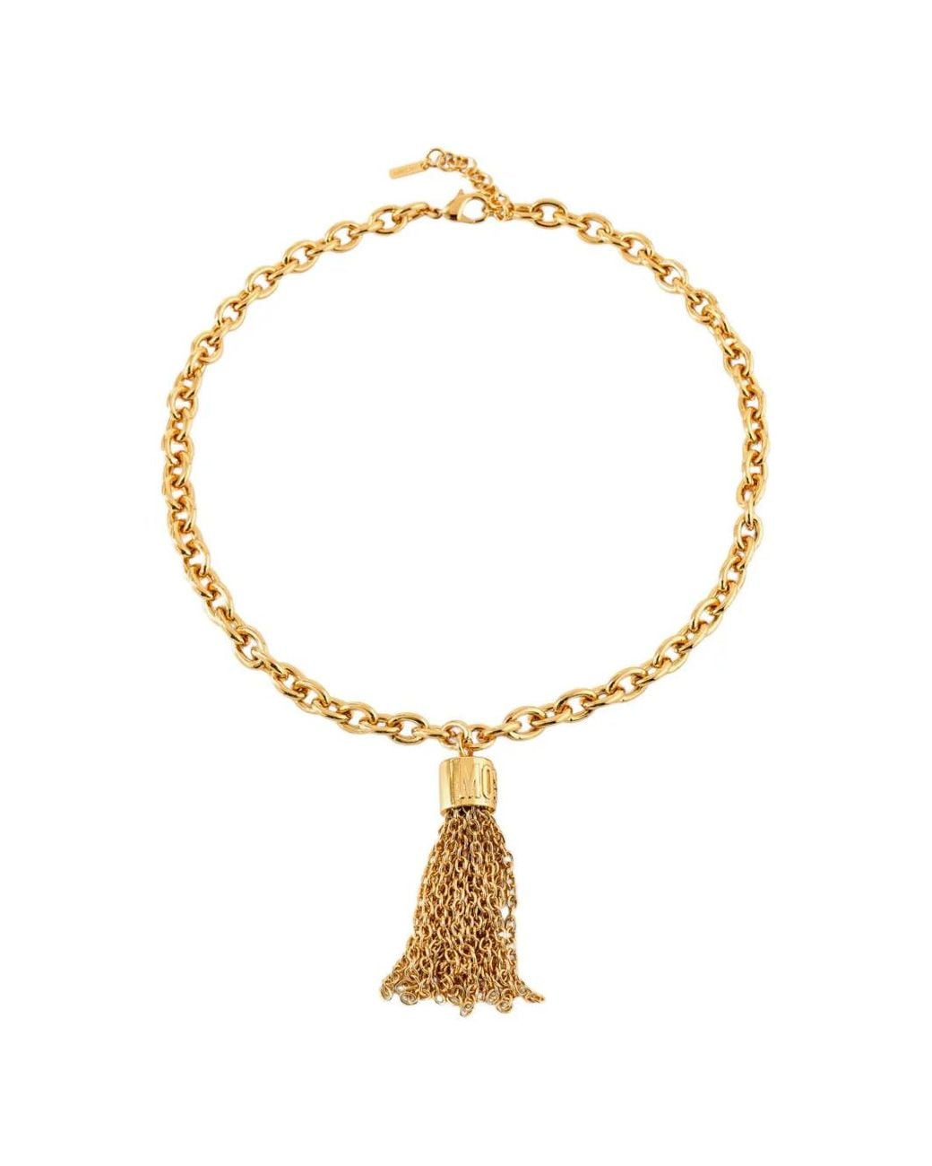 Moschino Metallic Chain Tassel Necklace