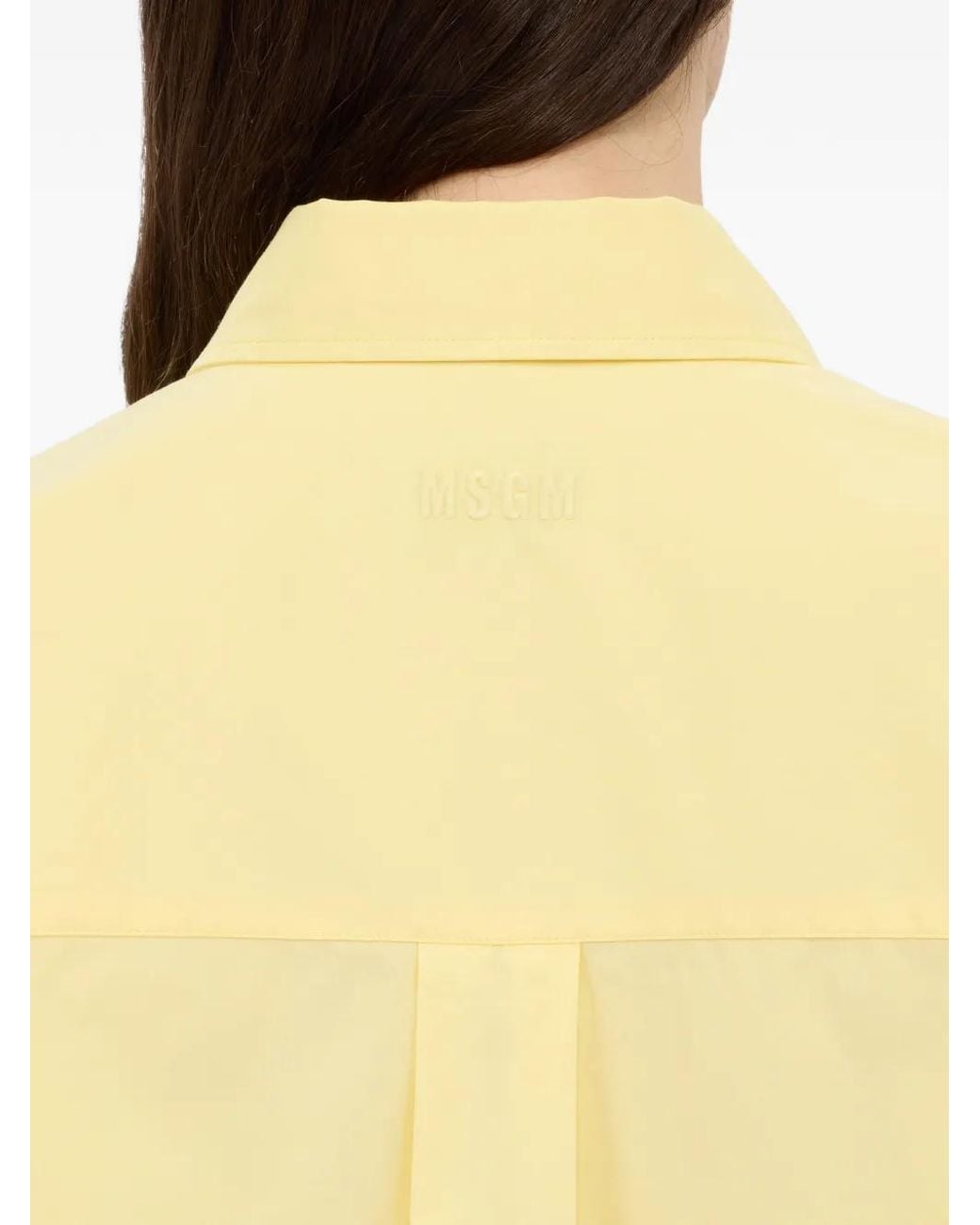 MSGM Yellow Asymmetric Long-Sleeve Shirt