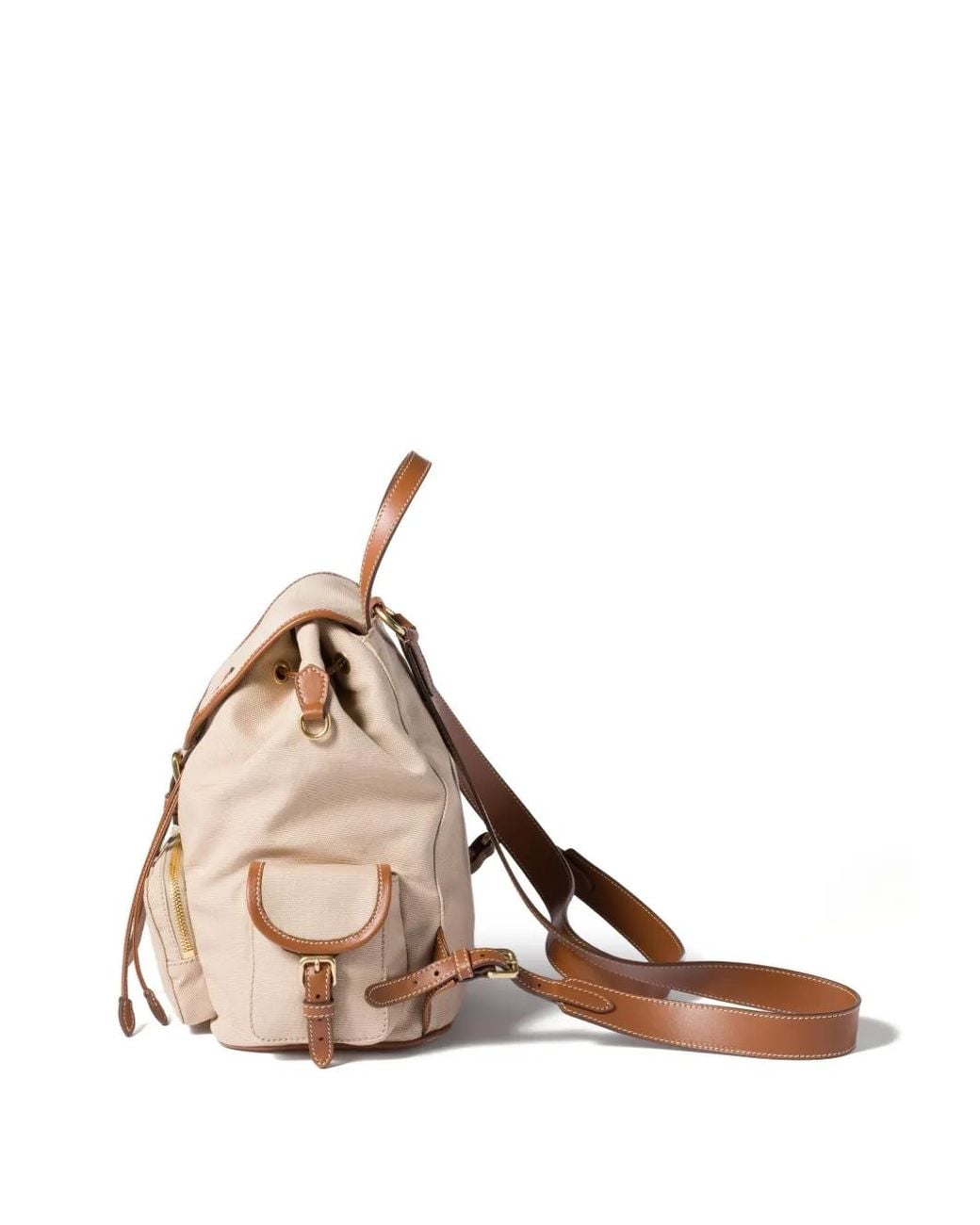 Miu Miu Natural Flap-Pocket Strap Canvas Backpack