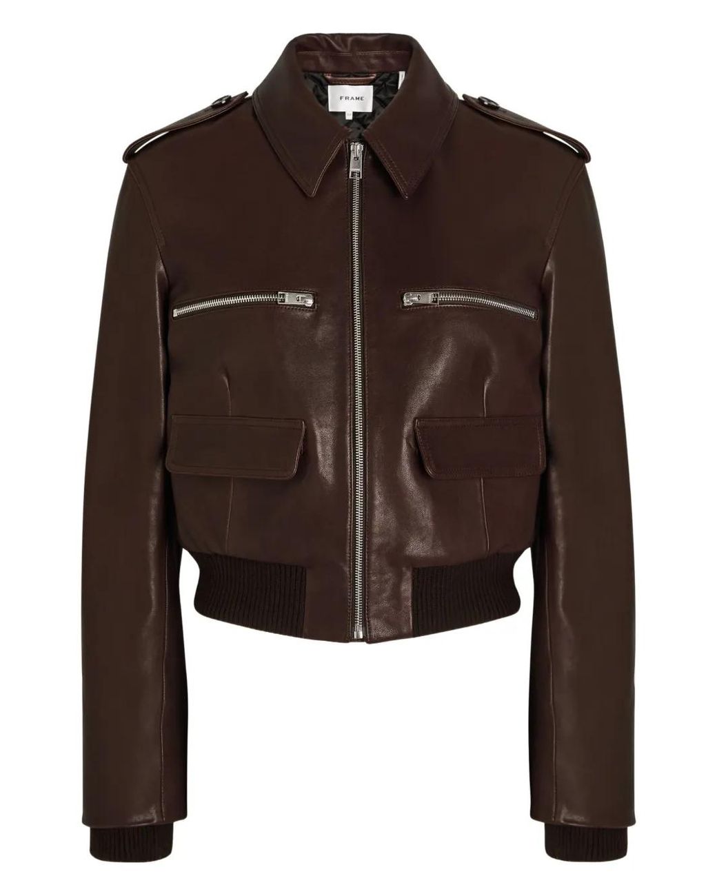 Veste En Cuir À Poche Zippée FRAME en coloris Brown