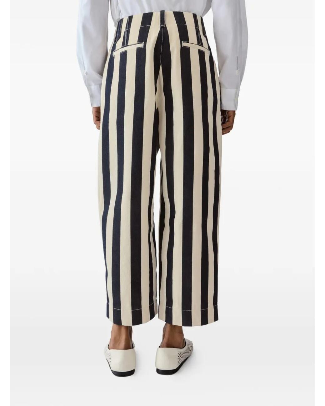 Jacquemus White The Parasol De-Nîmes Cropped Striped Jeans for men
