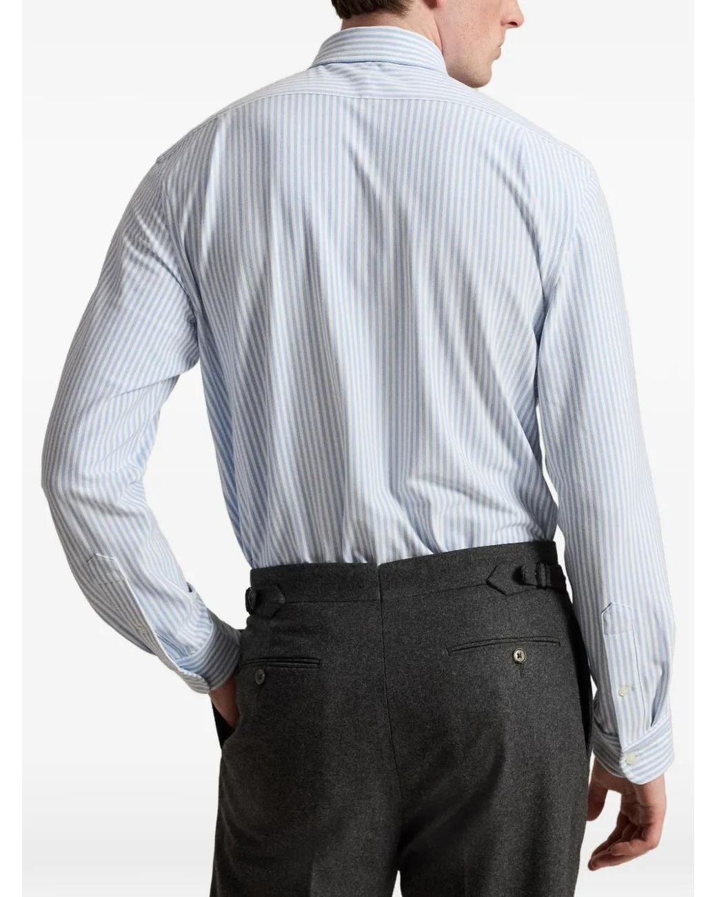 Polo Ralph Lauren Blue Striped Stretch Knit Oxford Shirt for men