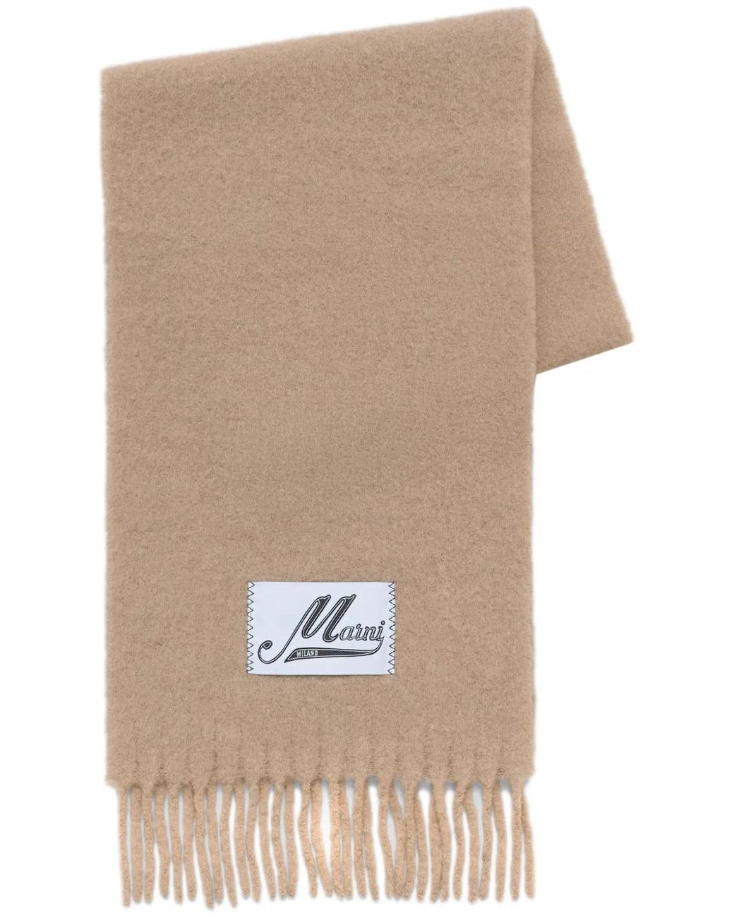 Marni White Brushed Alpaca-Blend Scarf With Fringes for men