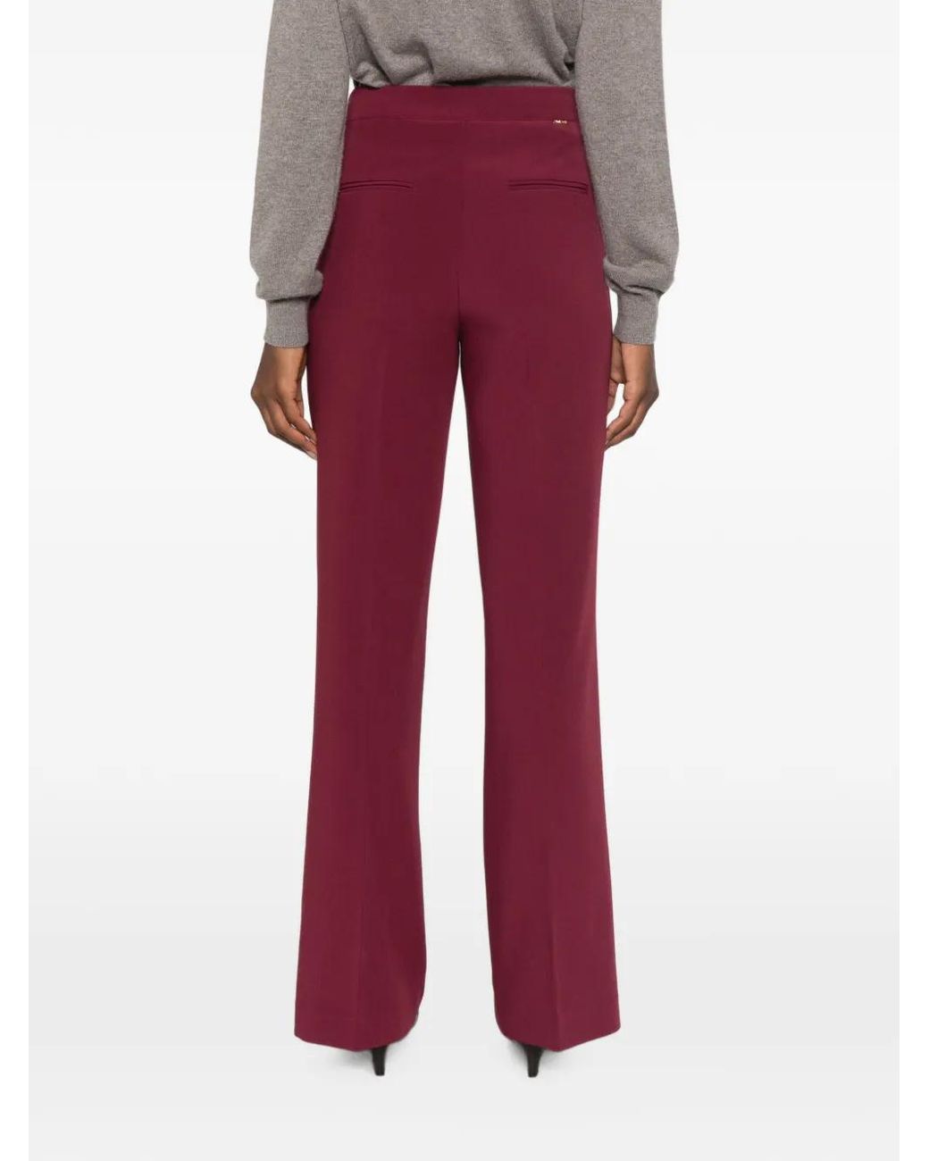 Twinset Red Pressed-Crease Wide-Leg Trousers
