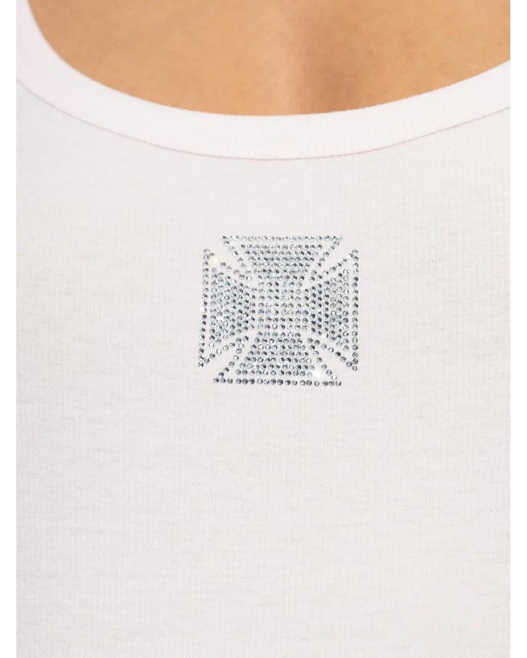 Vetements White Rhinestone Tank Top