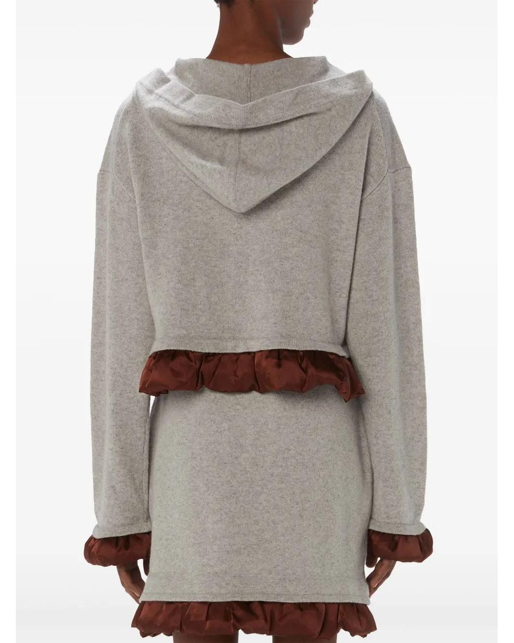 J.W. Anderson Gray Satin-Trimmed Cropped Hoodie