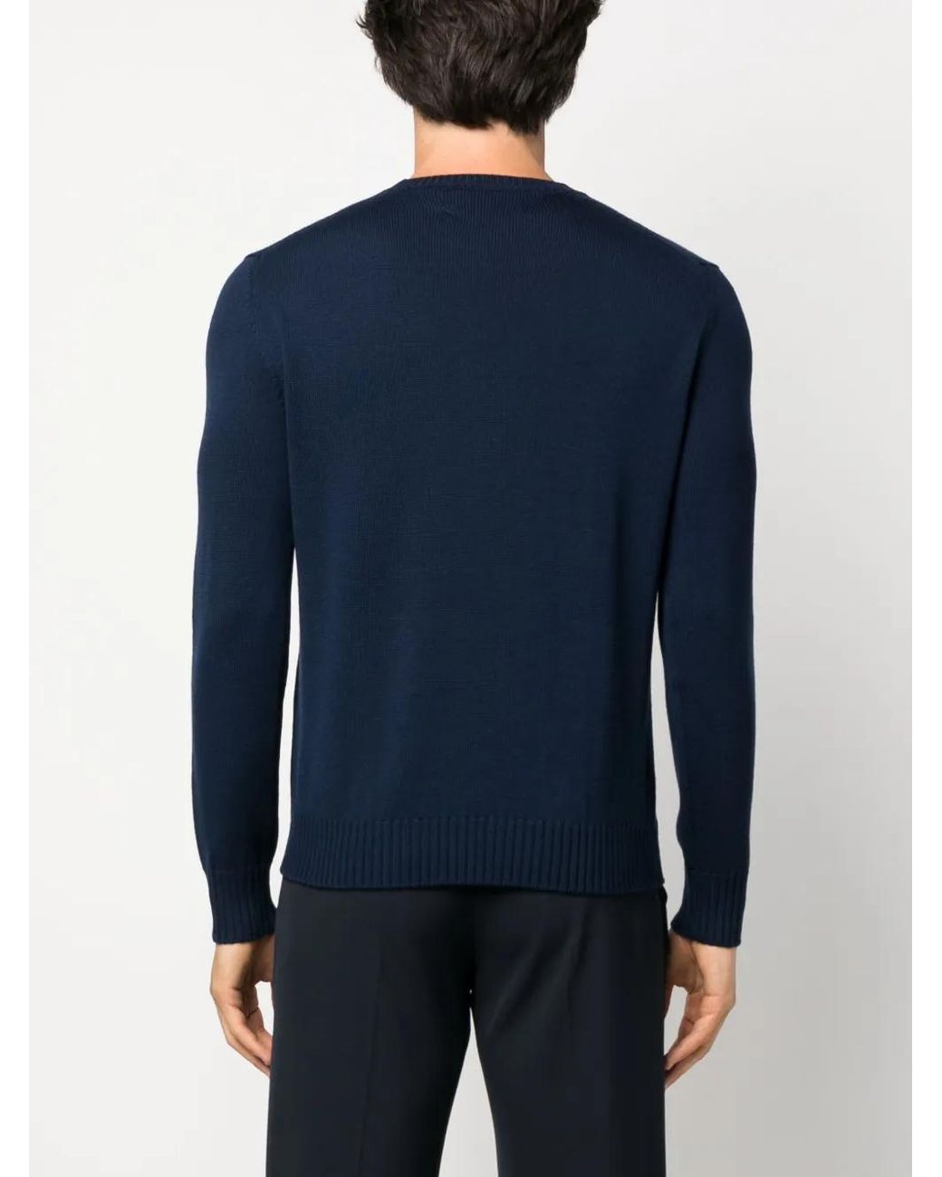 Ballantyne Blue Round-Neck Wool Jumper for men
