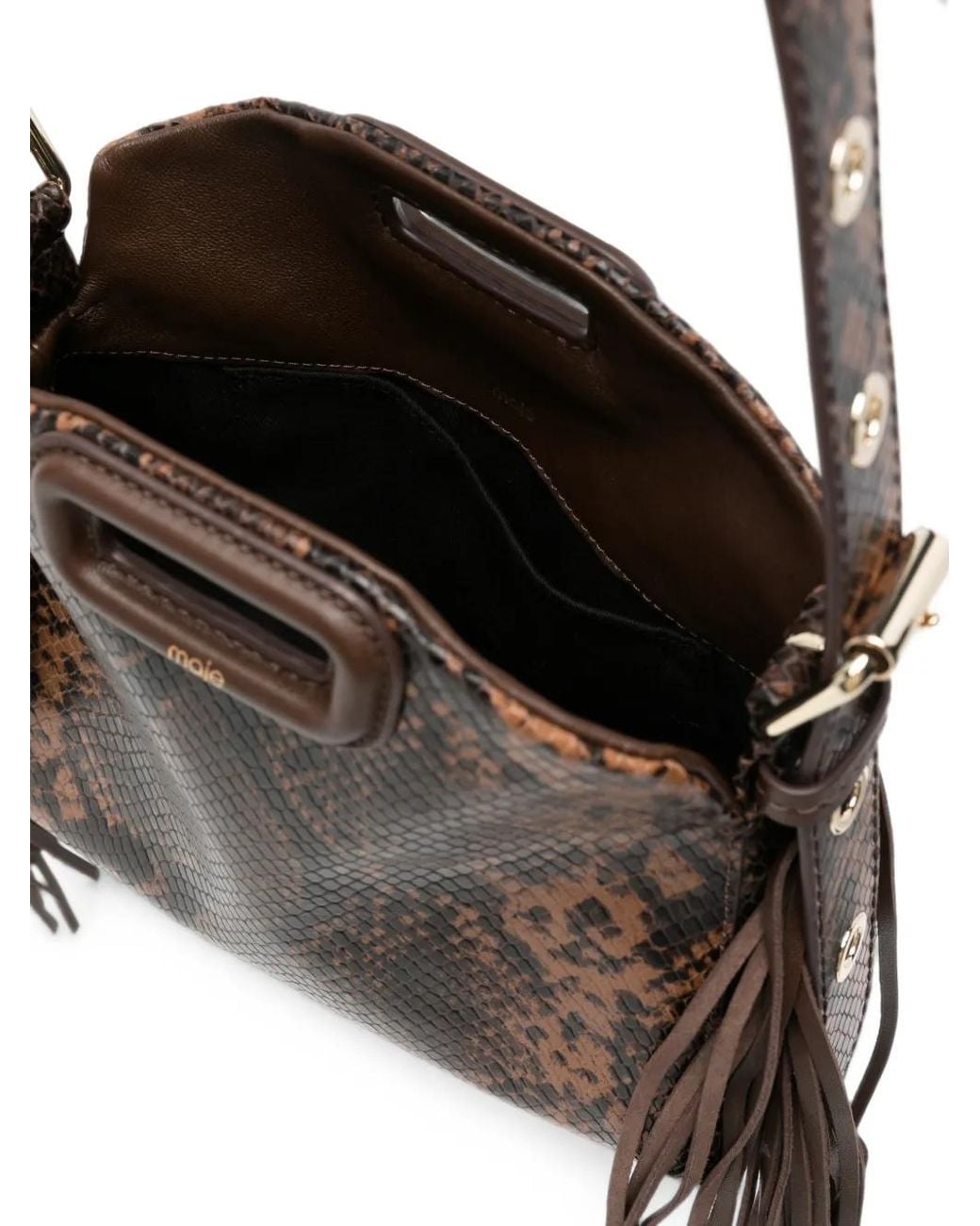Maje White Python-Embossed Miss M Mini Bag