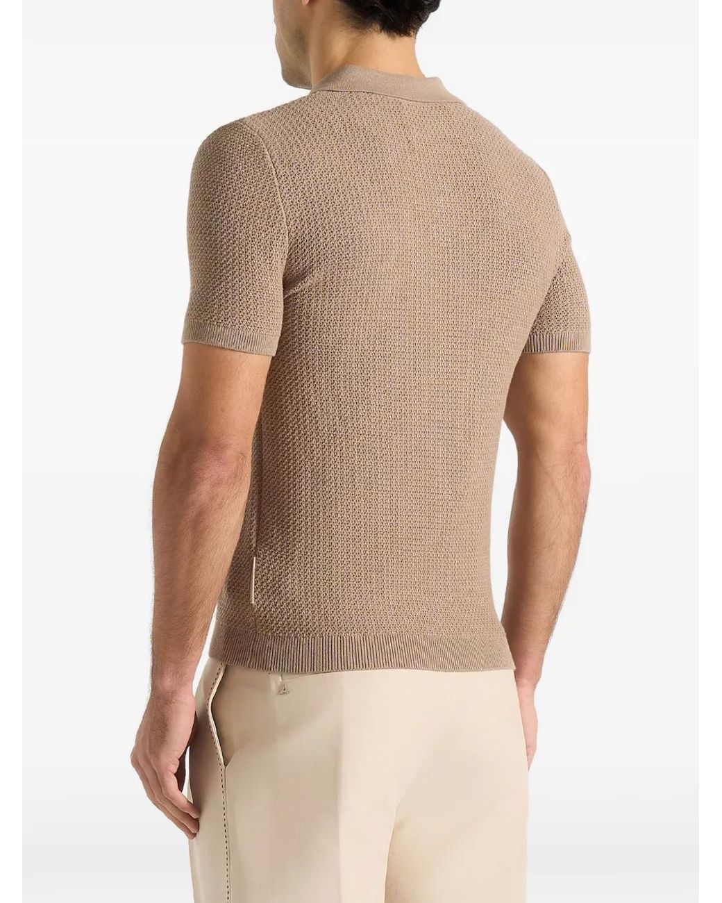 Manière De Voir Natural Rowen Textured Knit Revere Polo Shirt for men
