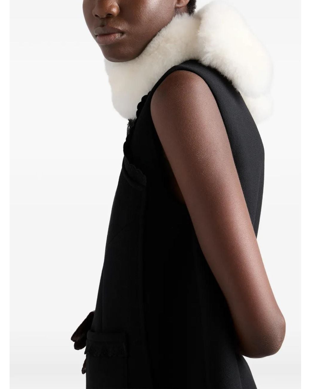 Prada White Goat-Fur Collar