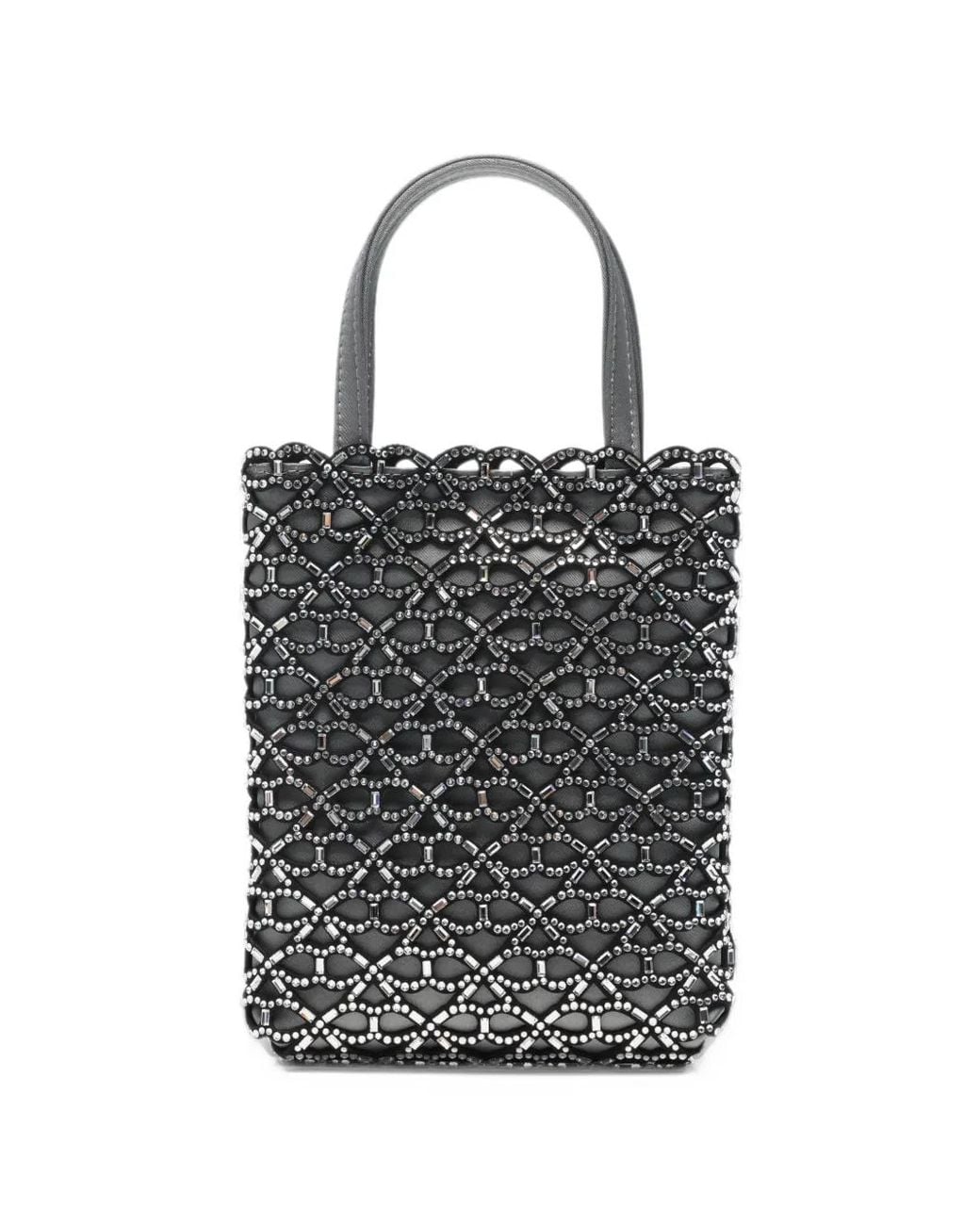 Anya Hindmarch Black Crystal-Embellished Scalloped-Edge Mini Bag