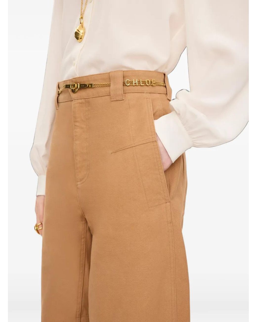 Straight Trousers Chloé de color Brown