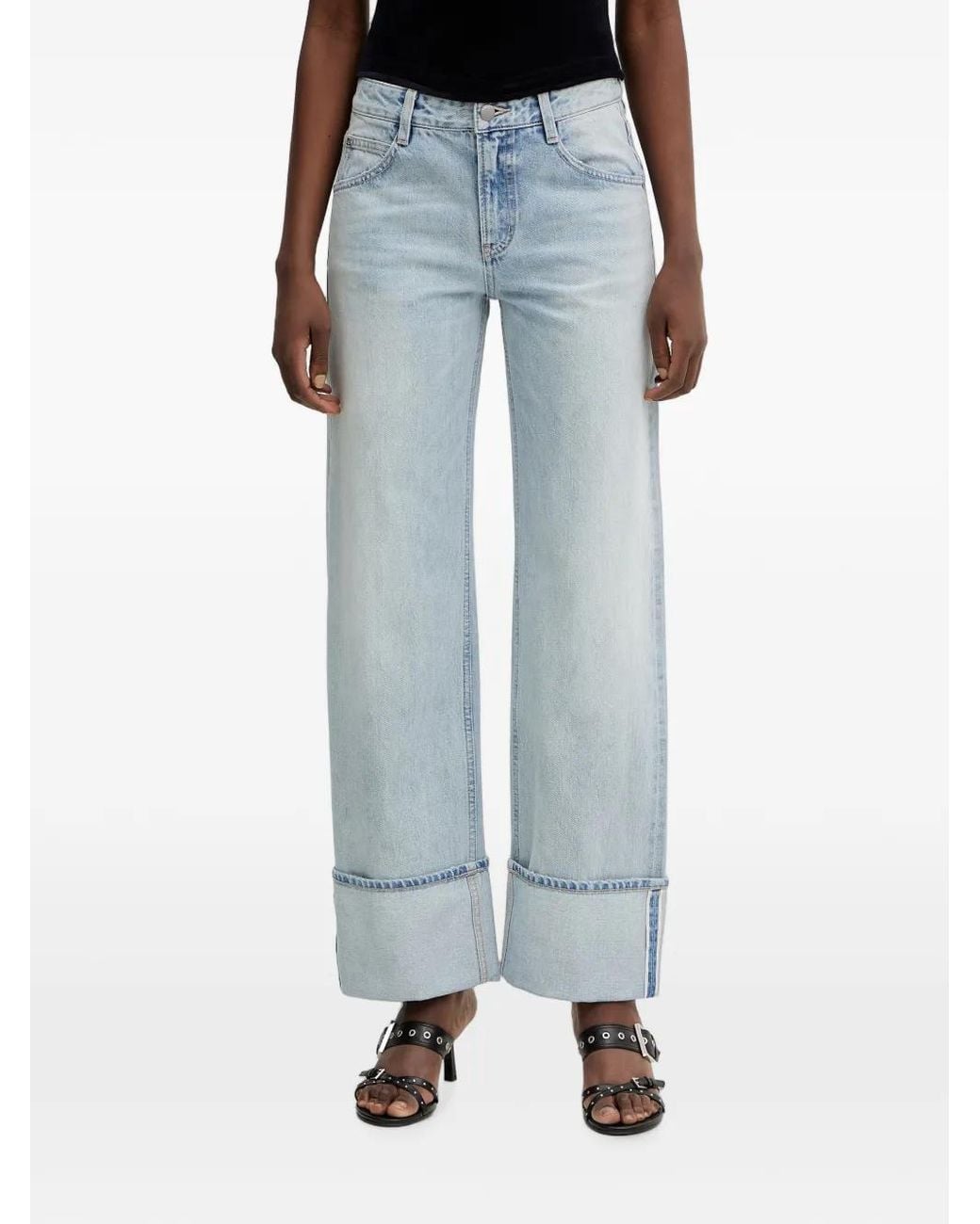 Miss Sixty Blue Mid-Rise Cuffed Straight-Leg Jeans