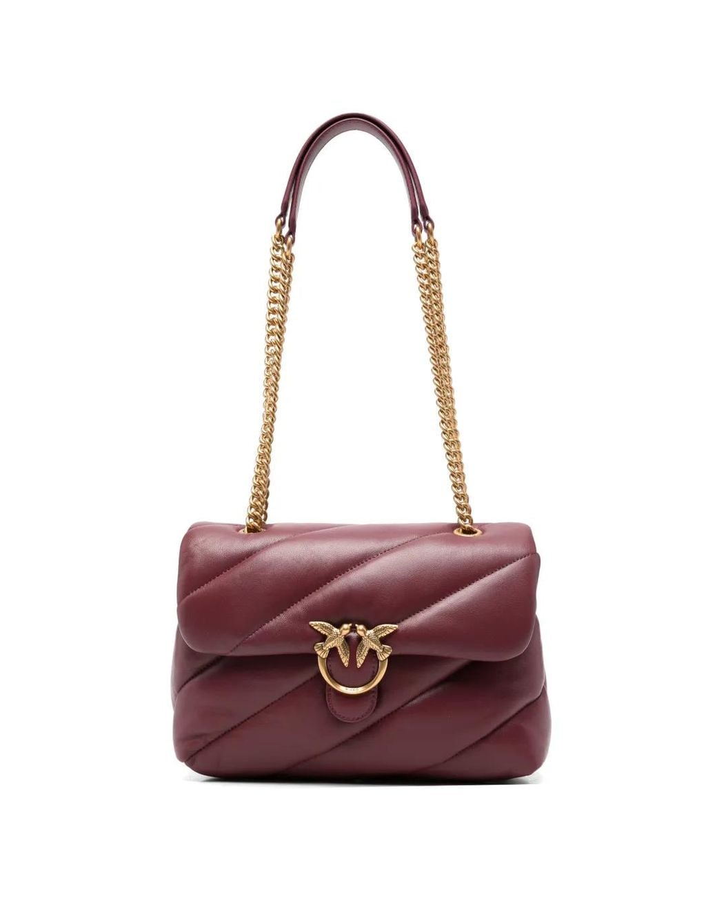 Pinko Purple Love Birds Quilted Shoulder Bag