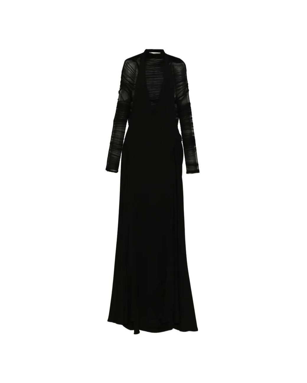 Christopher Esber Black Ruched Long-Sleeve Midi Dress