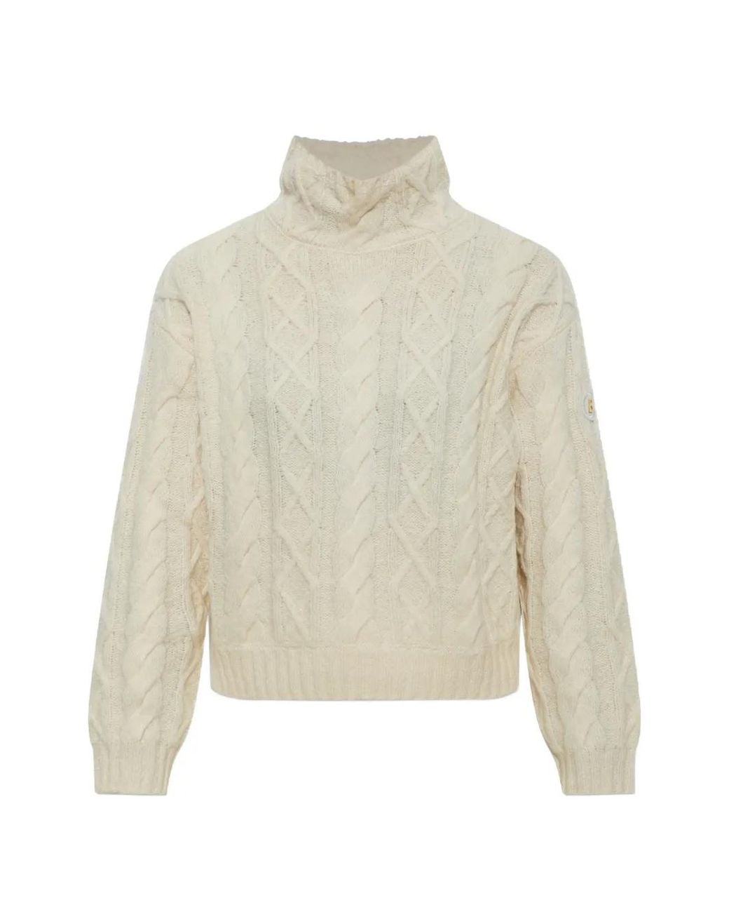 Bogner White Malene Cable-Knit Turtleneck Sweater