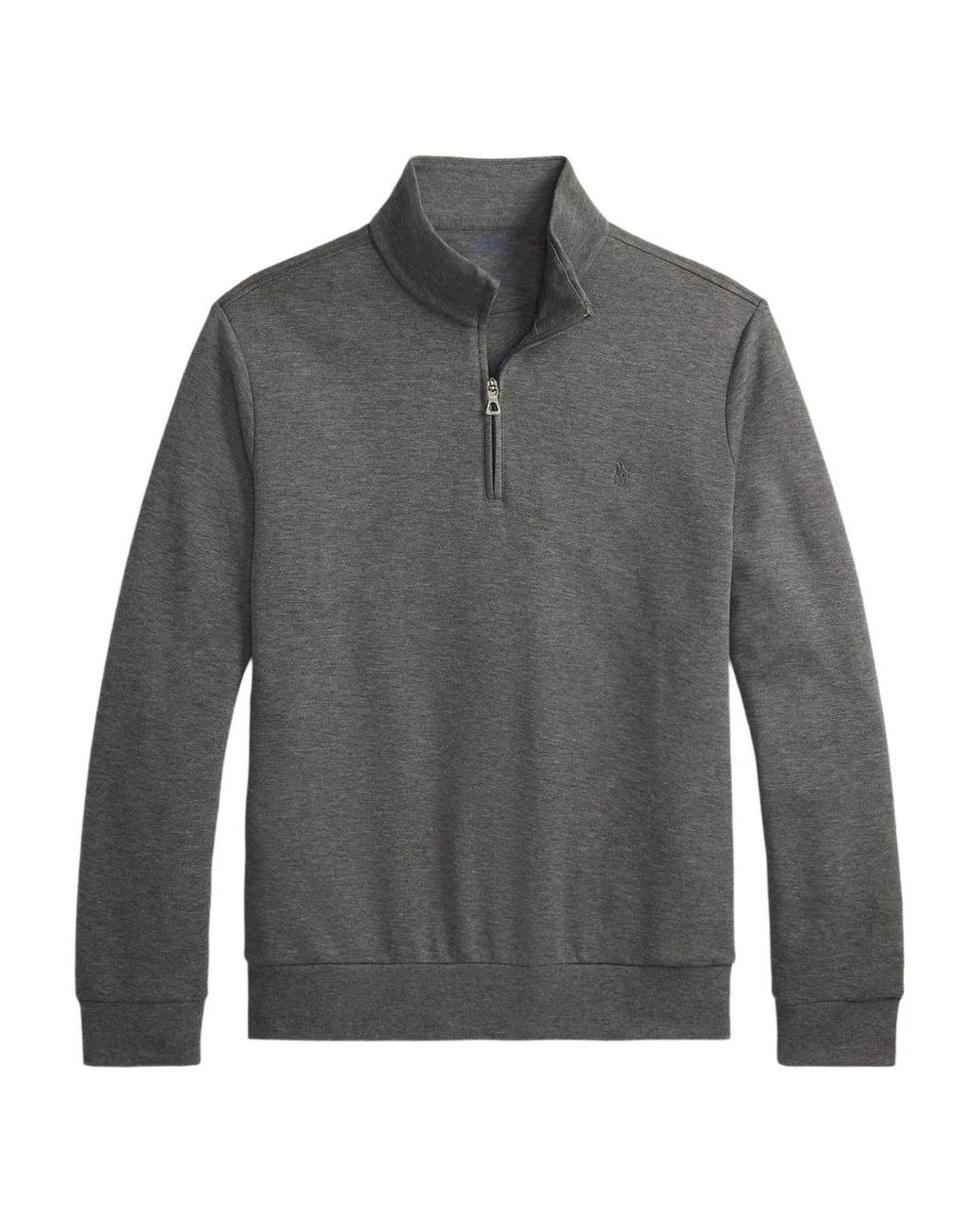 Polo Ralph Lauren Gray Half Zip Mock Neck Sweater for men