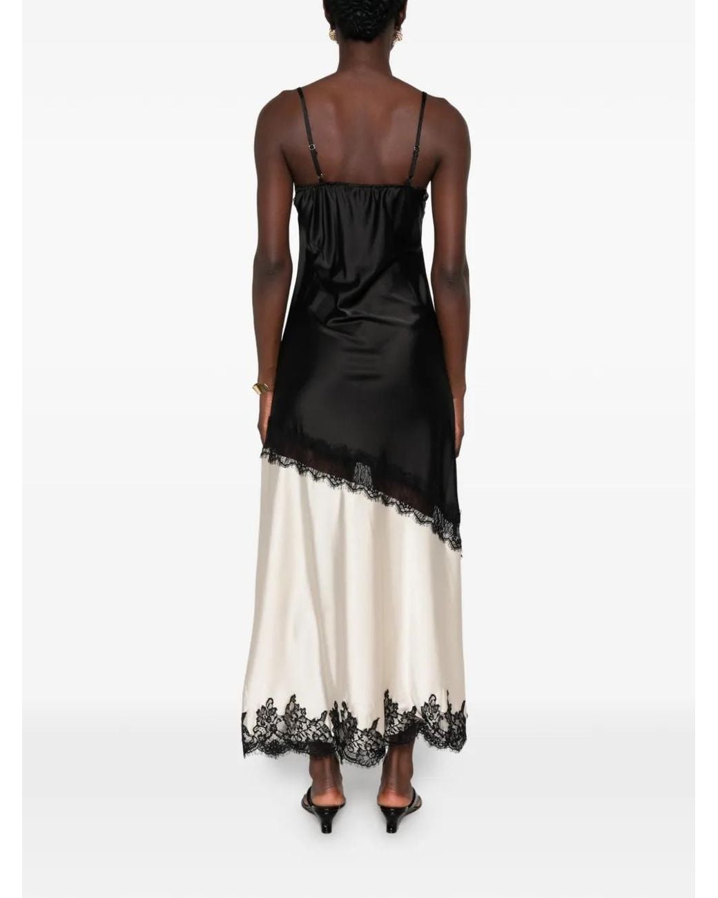Paperlace Black Lace-Trim Panelled Maxi Dress