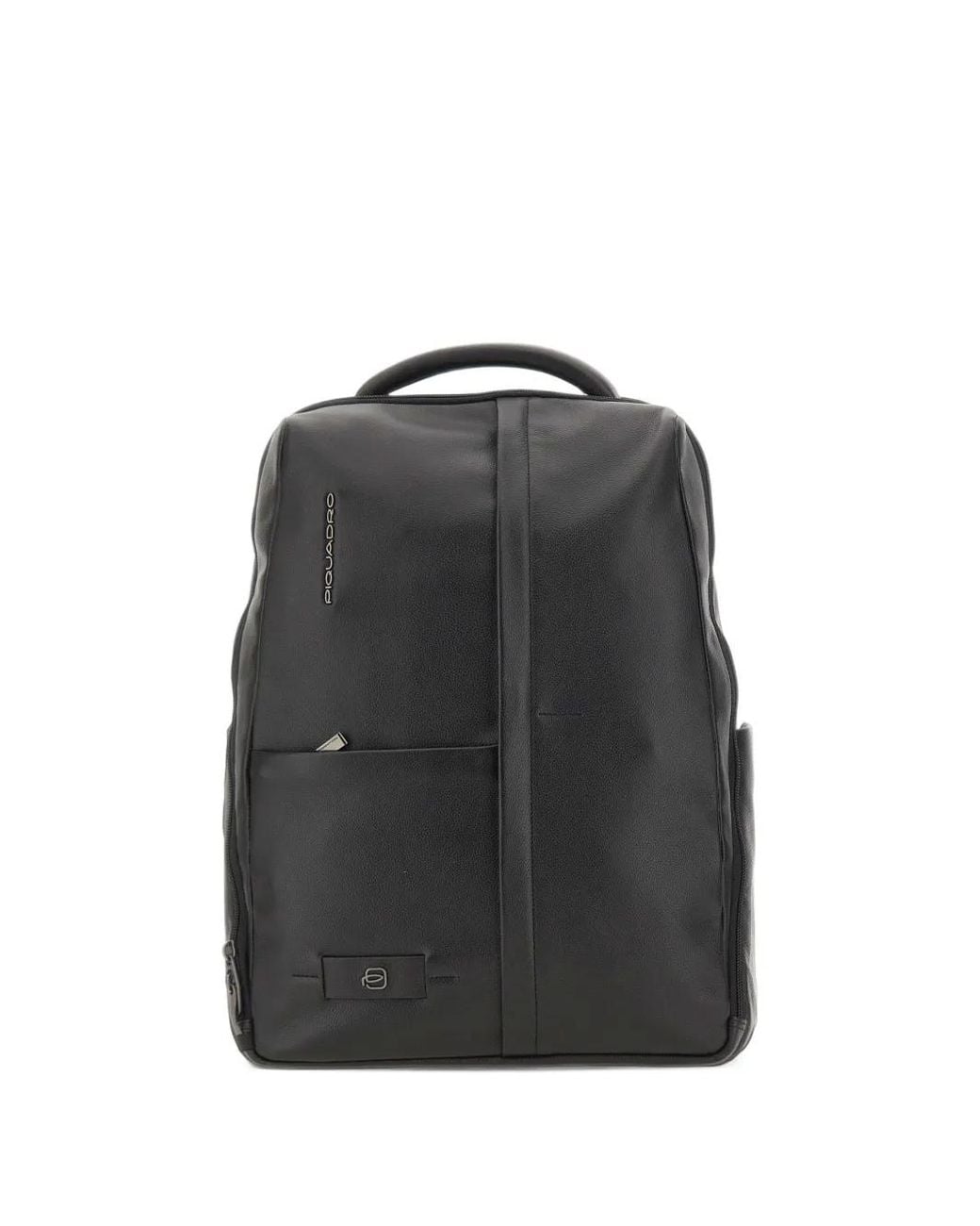 Piquadro Black Grained Leather Backpack for men