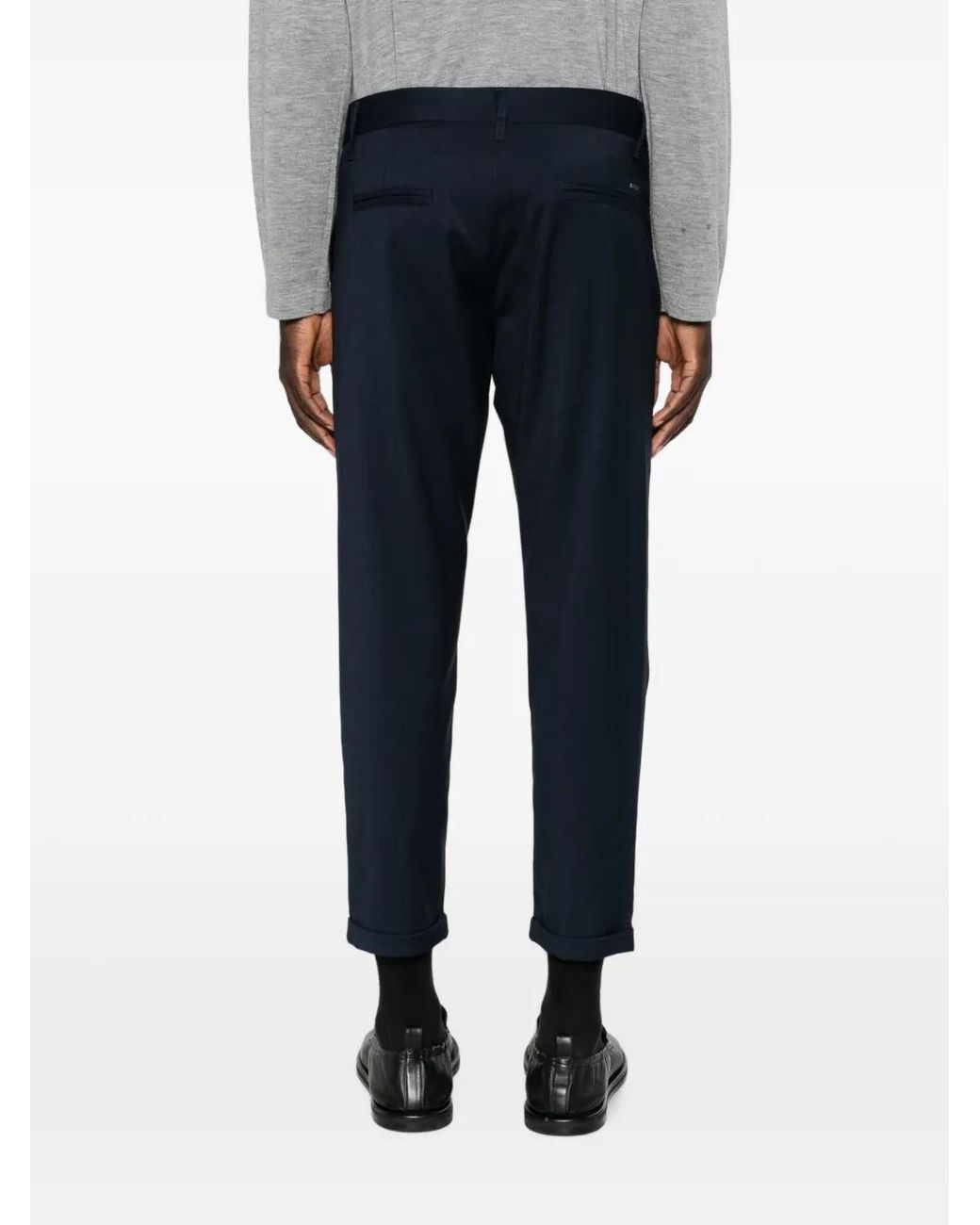 Imperial Blue Straight-Leg Turn-Up Trousers for men
