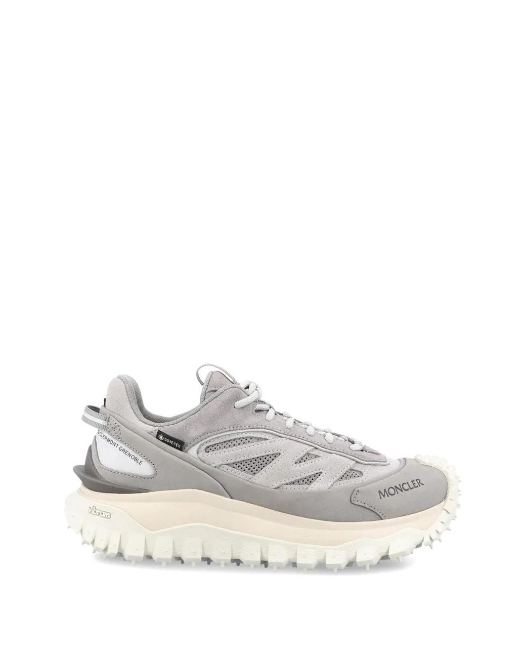 Moncler White Baskets En Cuir À Empiècements
