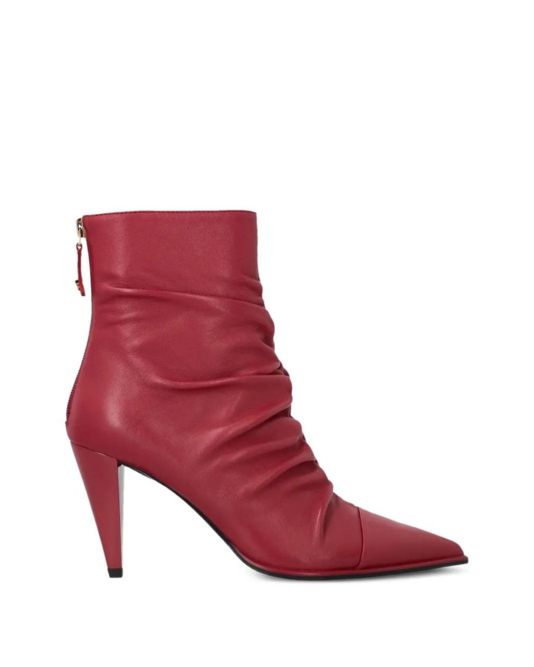 Pinko Nappa Leather Ankle Boots With Gathered Leg Shaft