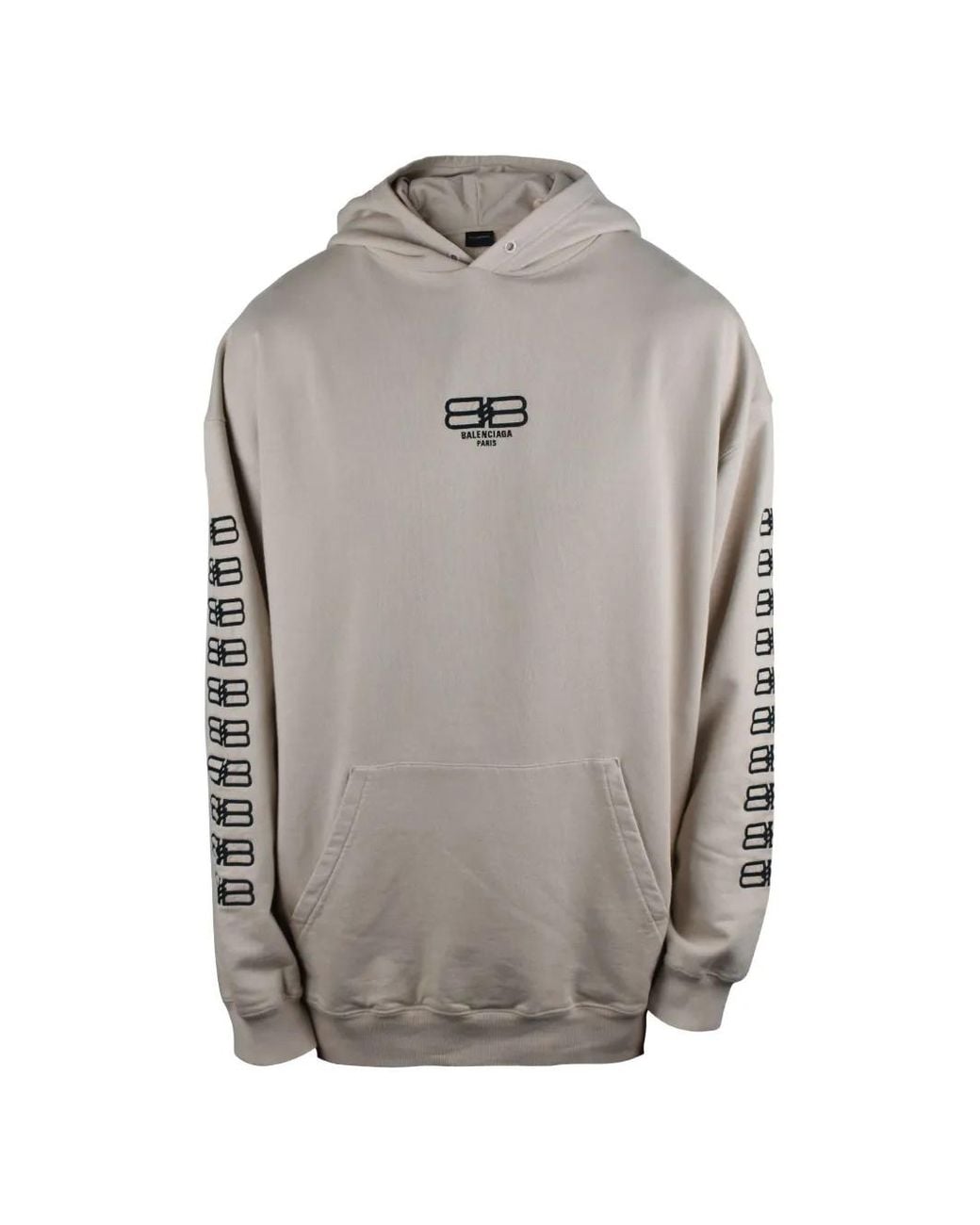 Balenciaga White Logo-Embroidered Cotton Hoodie for men