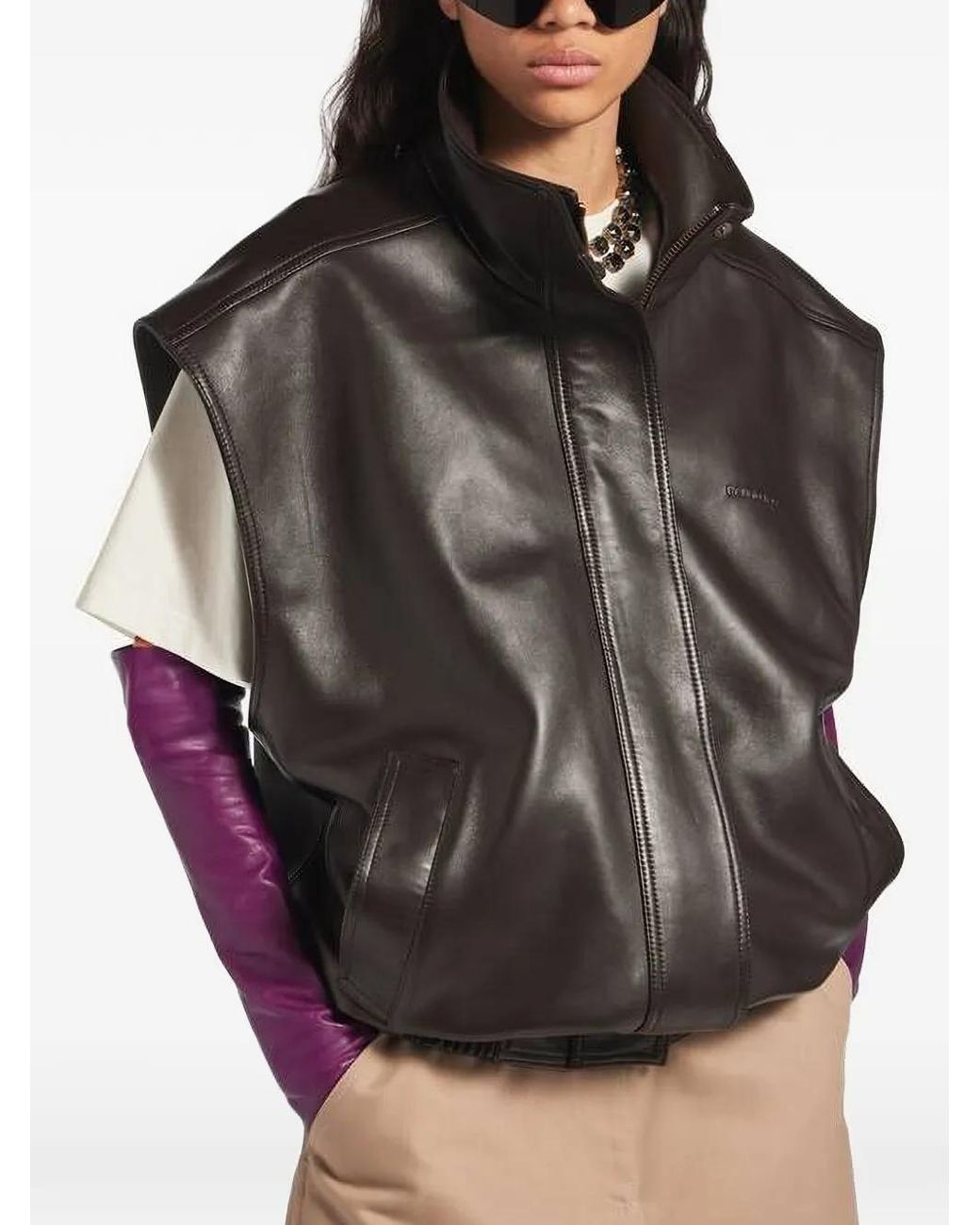 Balenciaga Black Veste Bomber À Design Sans Manches