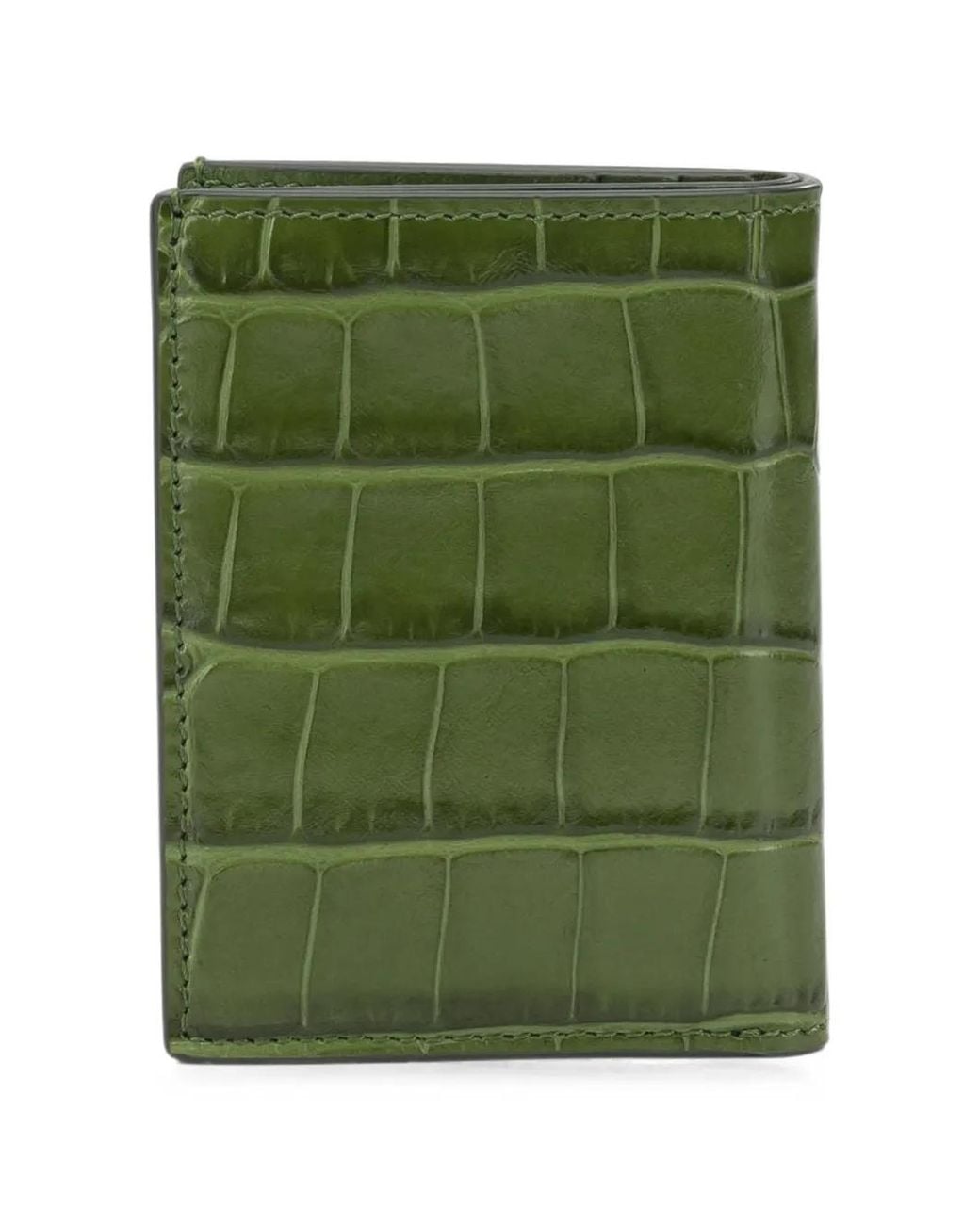 Tom Ford Green Crocodile-Effect Leather Wallet for men