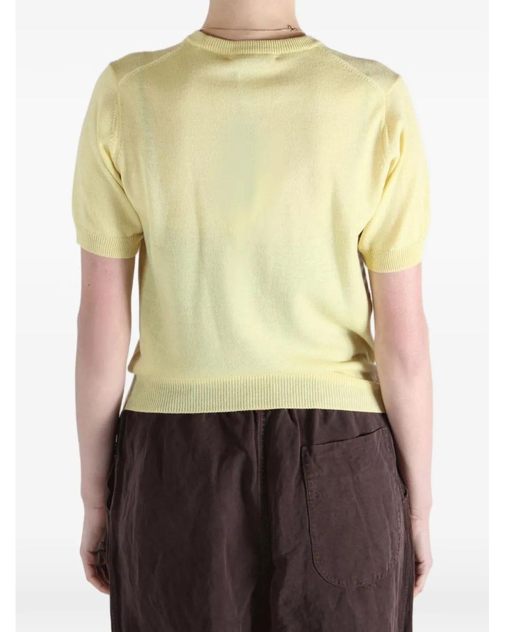 Auralee Yellow Ribbed Knit T-Shirt