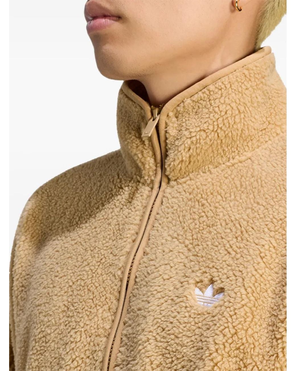 Adidas Natural Trefoil Essentials Teddy Fleece Sweater for men