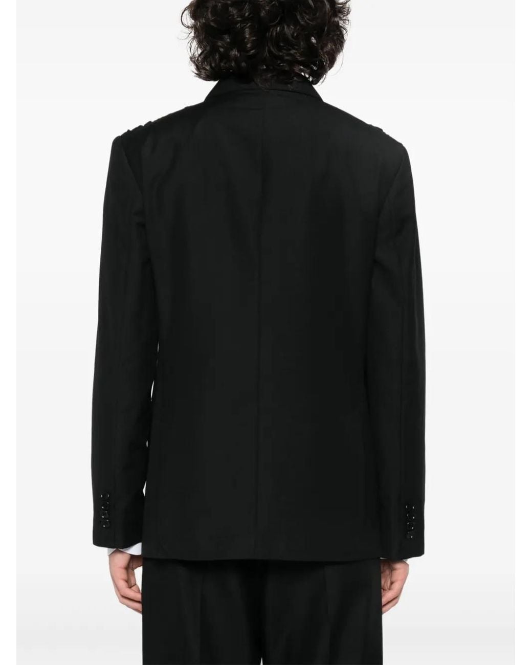 Simone Rocha Black Ruched Double-Breasted Blazer for men