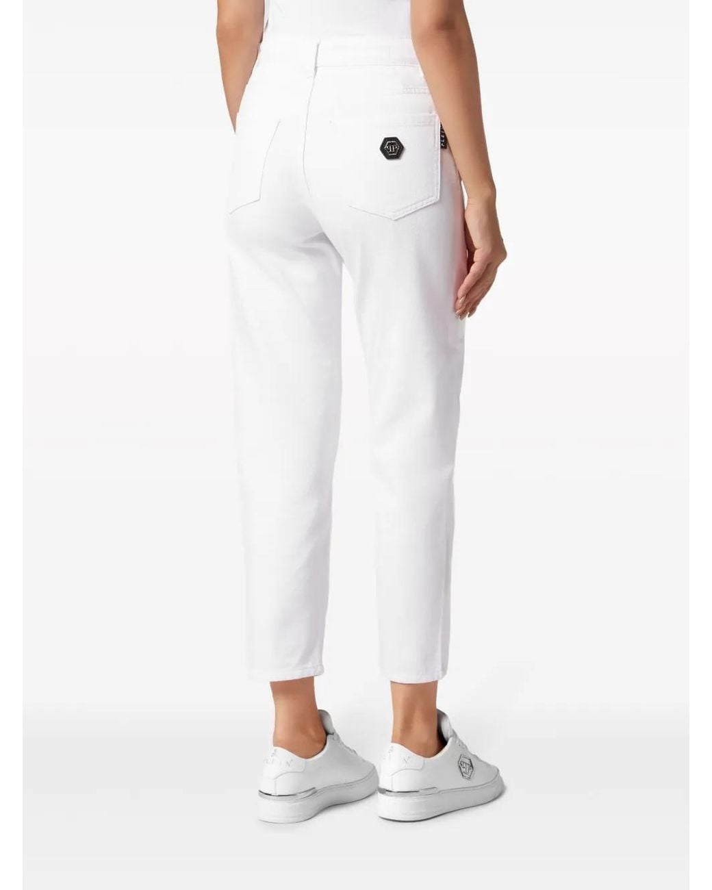 Philipp Plein Cropped Jeans in het White