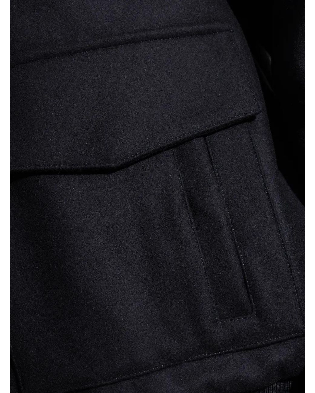 Balmain Blue Shearling-Collar Bomber Jacket for men