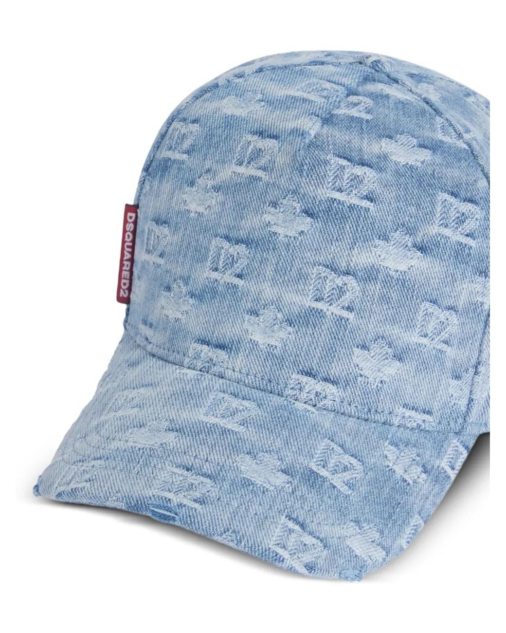 DSquared² Blue Monogram Print Baseball Cap for men