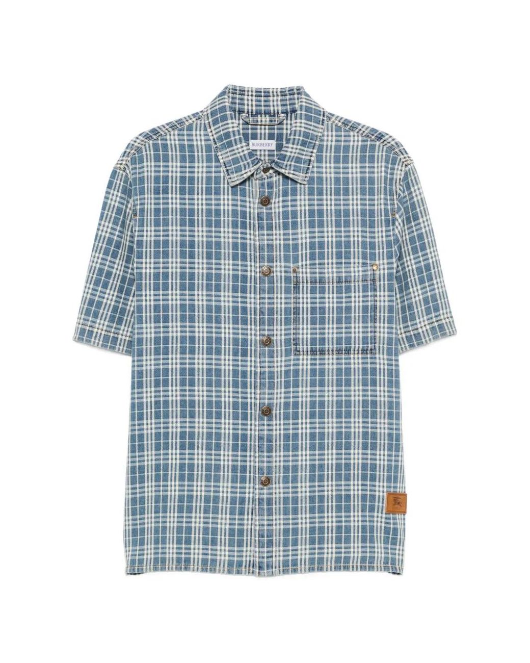 Burberry Blue Check Short-Sleeve Shirt for men