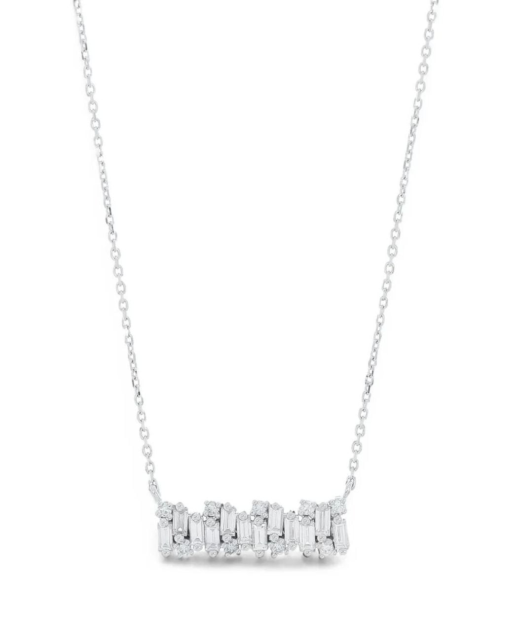 Suzanne Kalan White Shimmer Bar-Pendant Diamond Necklace