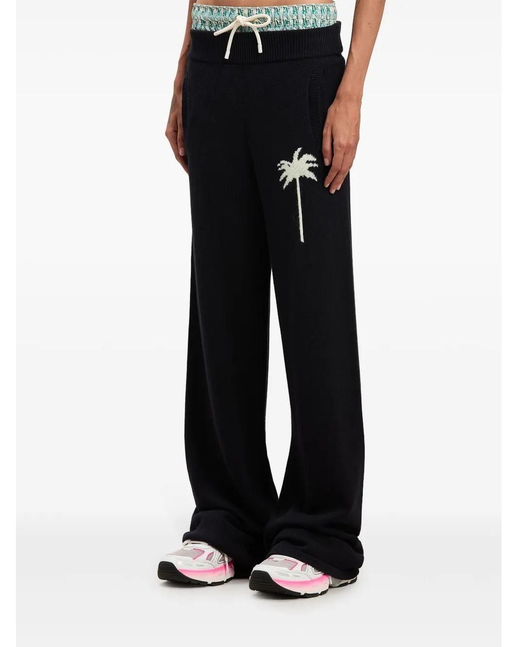 Palm Angels Blue Palm Tree Knitted Trousers