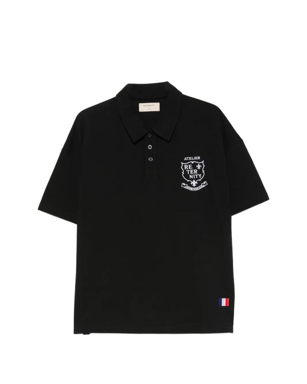 RETERNITY Black L'Aterlier De La Rue Logo-Embroidered Polo Shirt for men