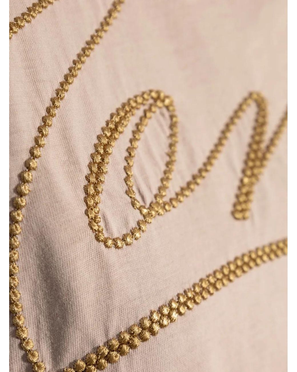 Moncler Natural T-Shirt With Embroidered Logo