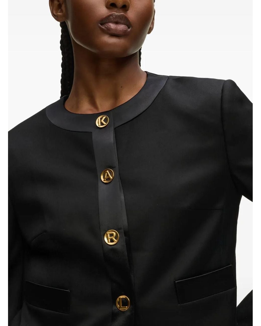 Karl Lagerfeld Black Button-Fastening Jacket