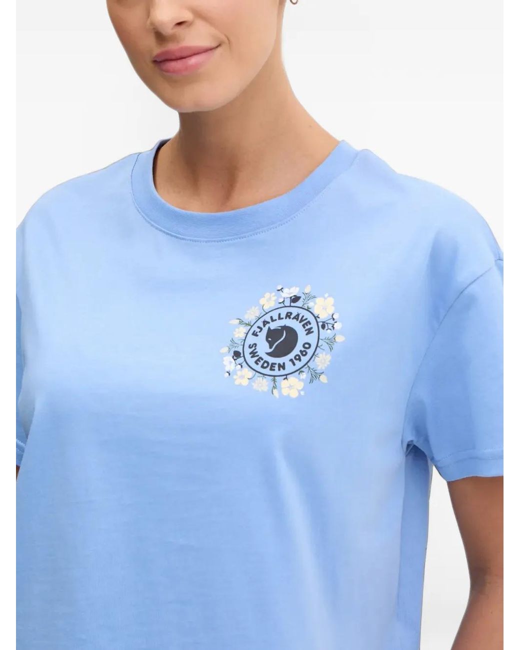 Fjallraven Blue Fjällblomster Logo-Print T-Shirt