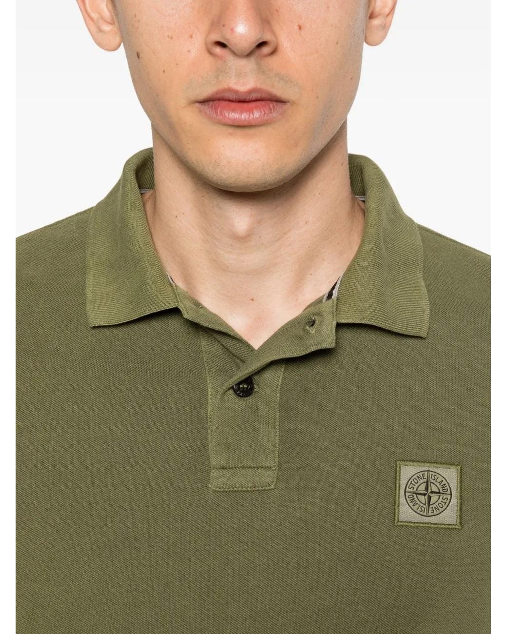 Stone Island Green 22002Sc Cotton Piqué Pigment Dye Polo Shirt for men