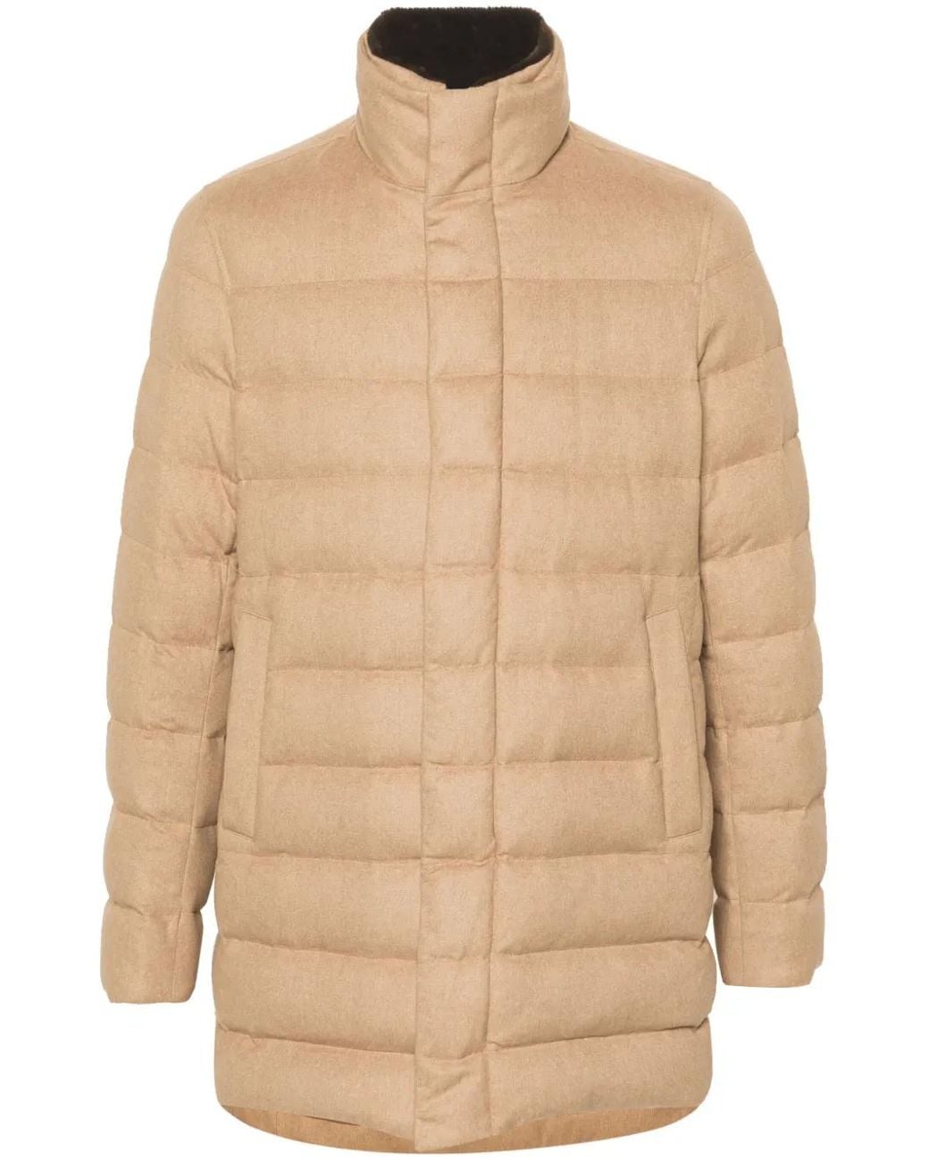 Herno Natural High-Neck Zip-Up Quilted Coat for men