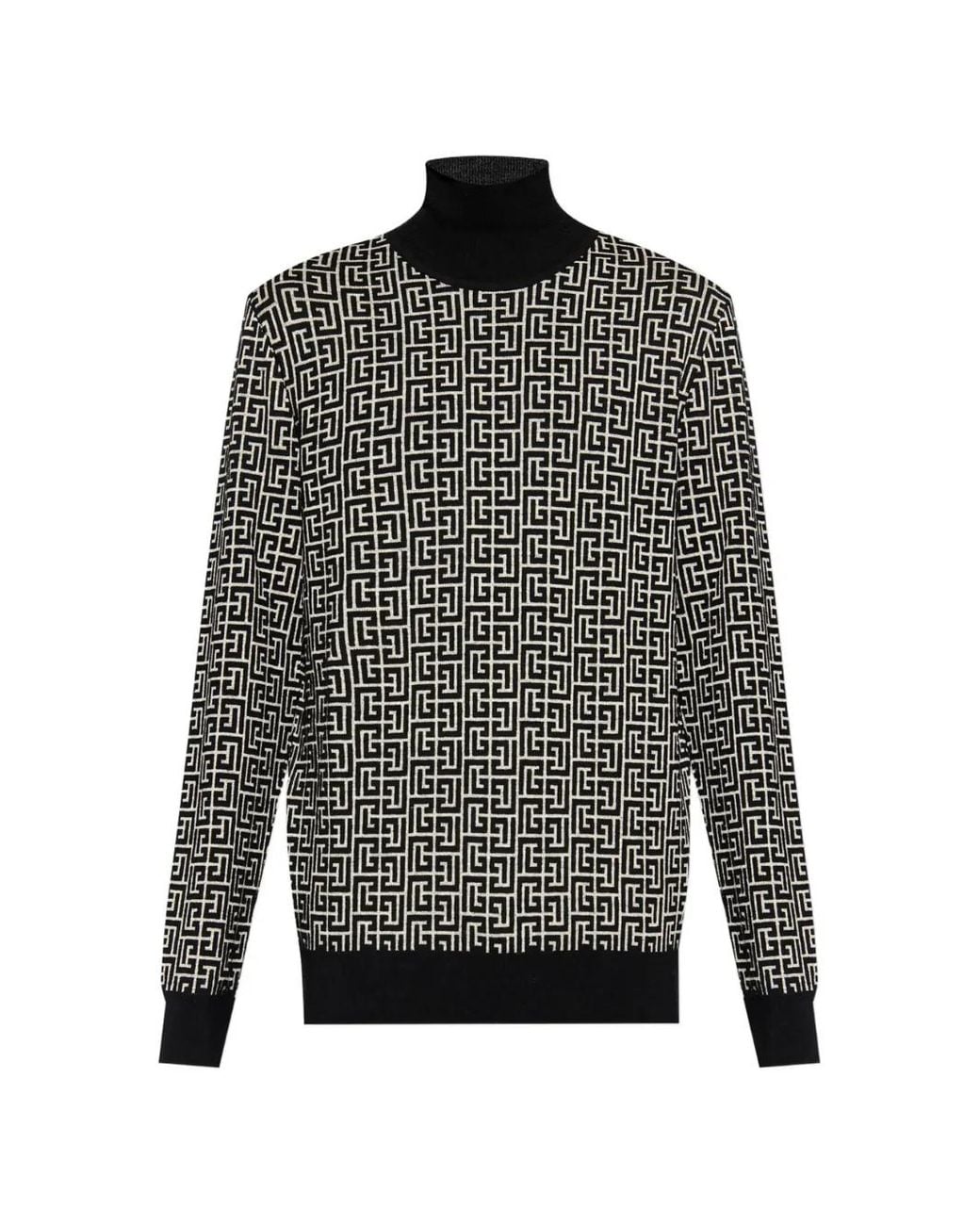 Balmain Blue Sweater With Monogram Inlay for men