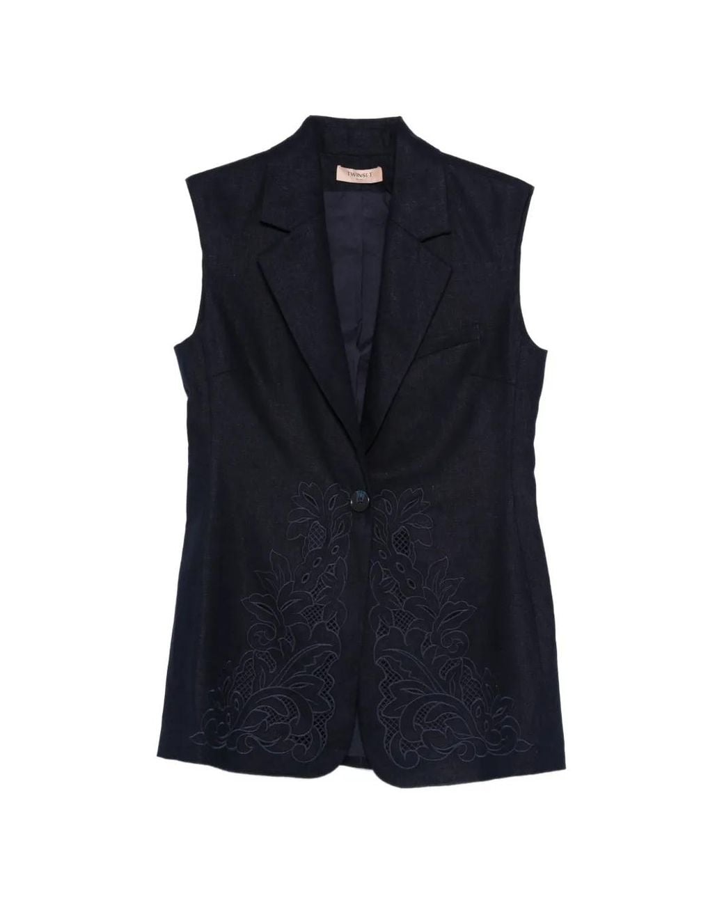 Twinset Blue Floral Sleeveless Jacket