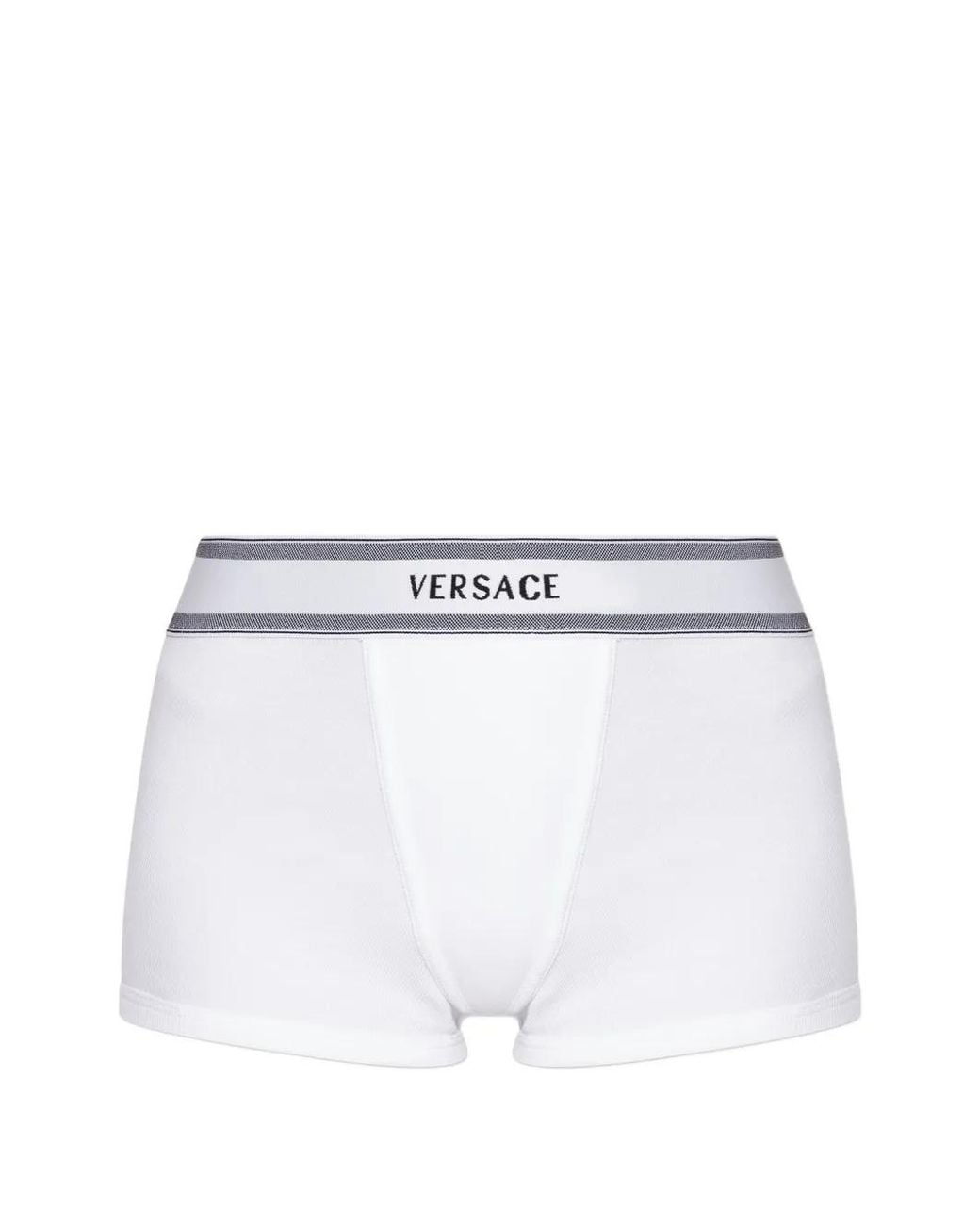 Versace White Ribbed Cotton-Jersey Trunks