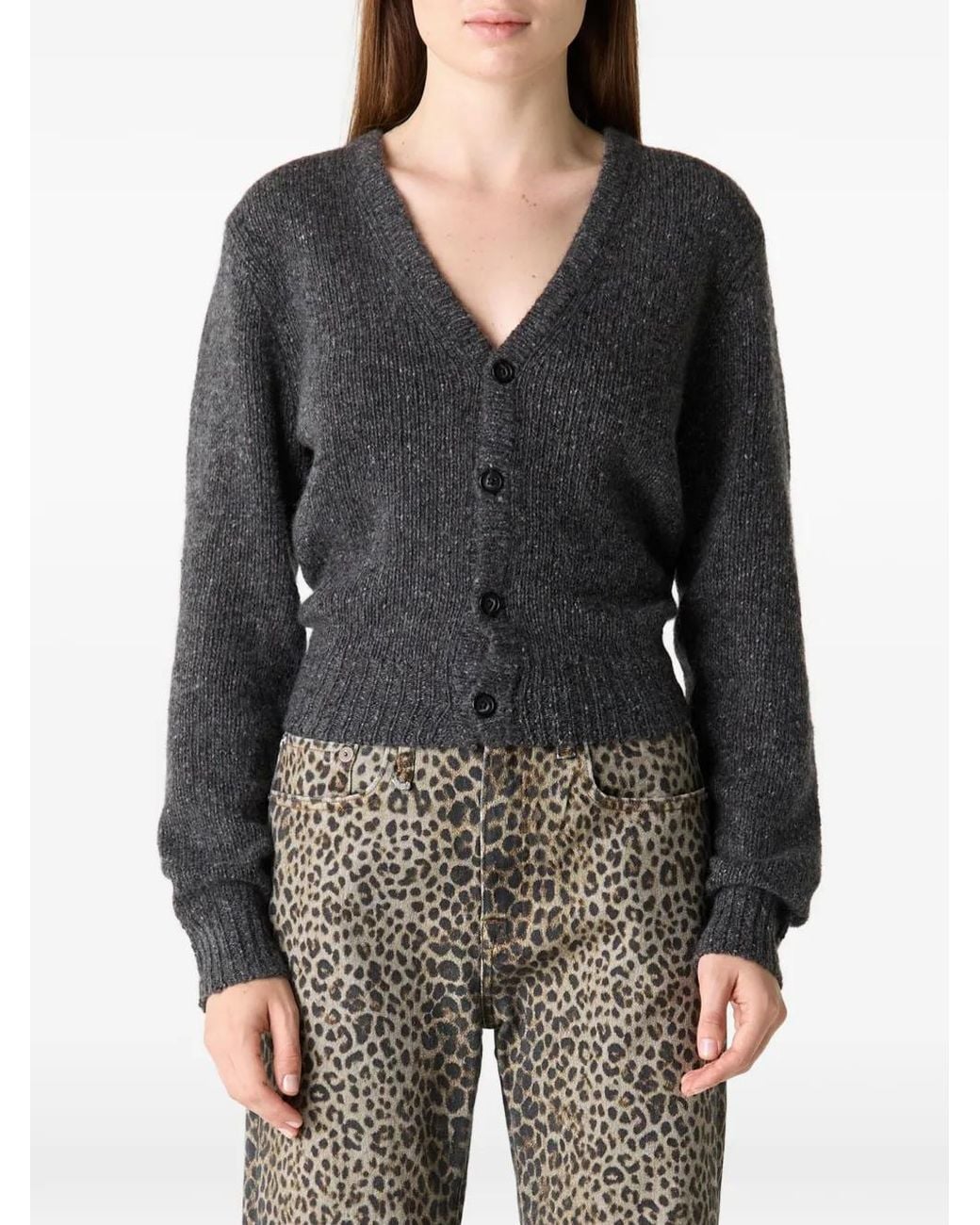 R13 Black Split-Hem Cashmere Cardigan