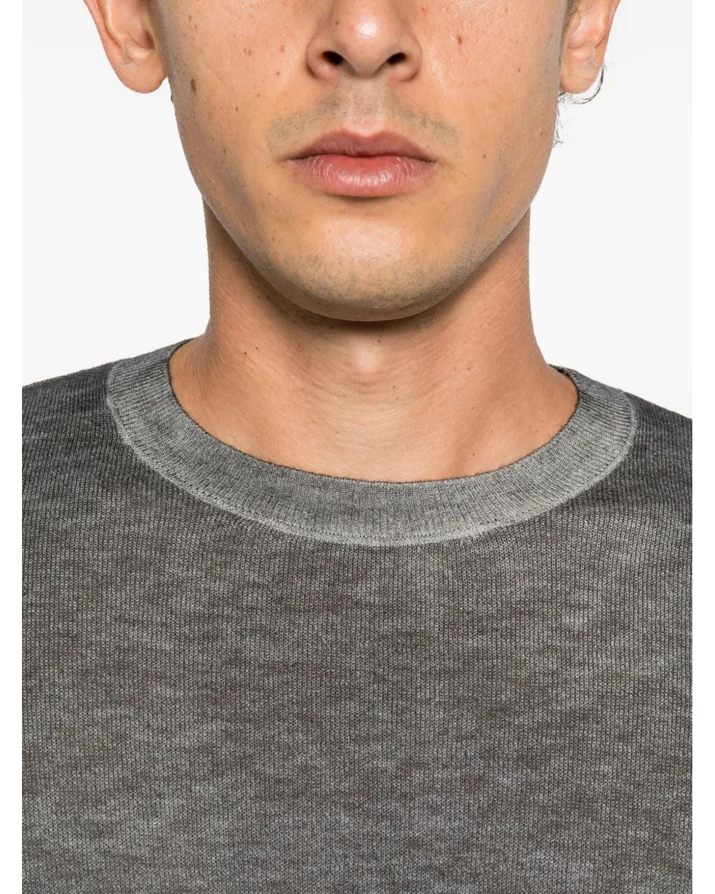 Avant Toi Gray Crew-Neck Knitted Sweater for men