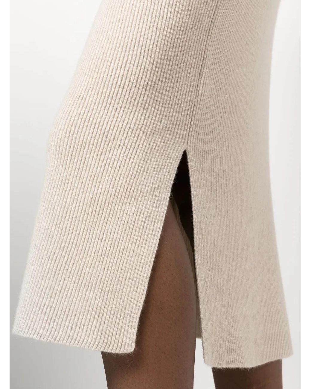Brunello Cucinelli Natural Ribbed-Knit Midi Skirt